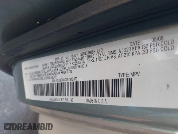 2009 Subaru Outback Limited с VIN 4S4BP66C797312373, выставлен на аукционе IAAI как лот 42409964 с пробегом 191 048 миль миль и . История ставок и продаж доступна на DreamBid. Изображение 9.