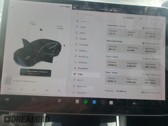 2018 Tesla Model 3 Long Range Battery with VIN 5YJ3E1EA6JF075813, listed as a Copart auction lot 52316125 with 101,460 mi miles and Salvage Title. Bid and sale history available at DreamBid. Image 9.