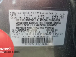 2019 Nissan Kicks SR with VIN 3N1CP5CUXKL478908, listed as a Copart auction lot 55722555 with 35,713 mi miles and Salvage title. Bid and sale history available at DreamBid. Image 13.