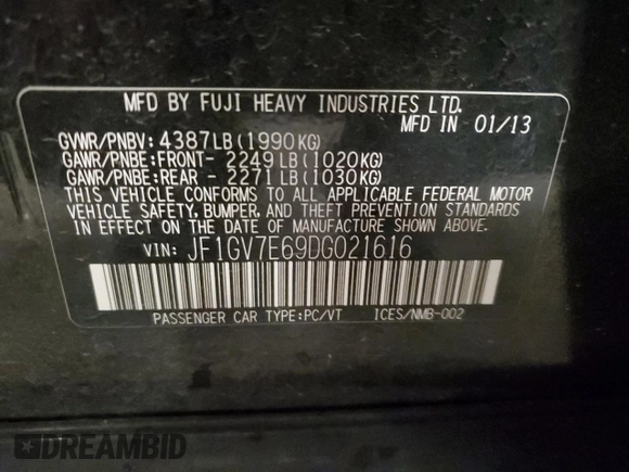 2013 Subaru Impreza Sedan WRX WRX with VIN JF1GV7E69DG021616, listed as a Copart auction lot 83075404 with 140,721 mi miles and Salvage Title. Bid and sale history available at carsss.com. Image 13.