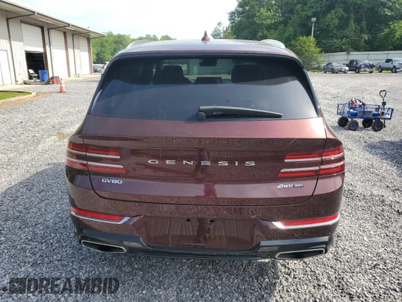 2021 Genesis GV80 with VIN KMUHCESC3MU054662, listed as a Copart auction lot 57235645 with 64,318 mi miles and Salvage title. Bid and sale history available at DreamBid. Image 6.