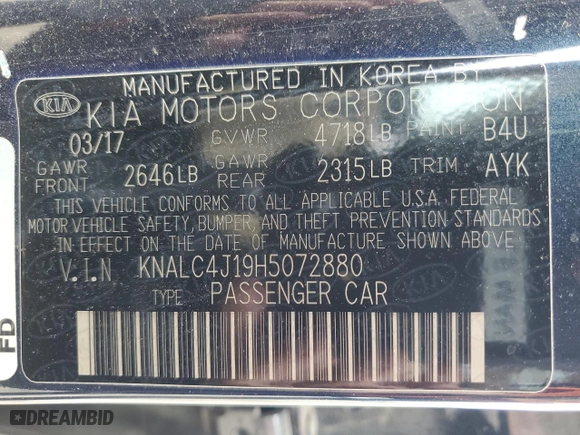 2017 Kia Cadenza Technology with VIN KNALC4J19H5072880, listed as a Copart auction lot 71774684 with 121,197 mi miles and Salvage Title. Bid and sale history available at carsss.com. Image 13.