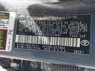 2012 Toyota Camry Hybrid XLE with VIN 4T1BD1FKXCU049890, listed as a IAAI auction lot 41834984 with NaN miles. Bid and sale history available at carsss.com. Image 9.