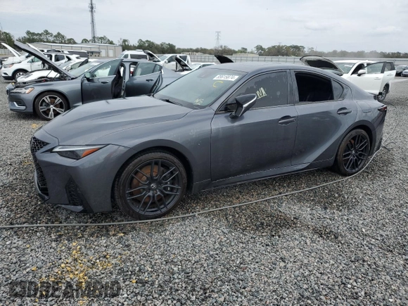 2023 Lexus IS with VIN JTHAP1D20P5002151, listed as a Copart auction lot 85615874 with 36,612 mi miles and Salvage Title. Bid and sale history available at carsss.com. Image 1.