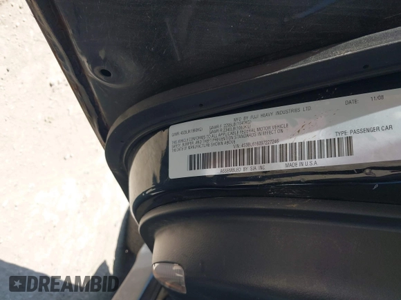 2009 Subaru Legacy Special with VIN 4S3BL616097227246, listed as a IAAI auction lot 42029578 with 179,026 mi miles and . Bid and sale history available at DreamBid. Image 9.