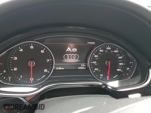 2014 Audi A8 4.0T with VIN WAUR2AFD5EN003923, listed as a Copart auction lot 65389025 with 97,833 mi miles and Salvage title. Bid and sale history available at DreamBid. Image 9.