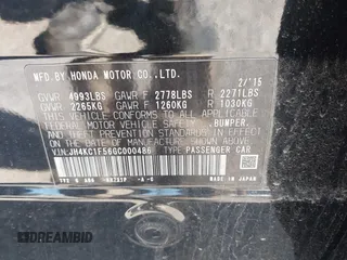 2016 Acura RLX Technology with VIN JH4KC1F56GC000486, listed as a IAAI auction lot 41863260 with 118,915 mi miles and . Bid and sale history available at DreamBid. Image 9.