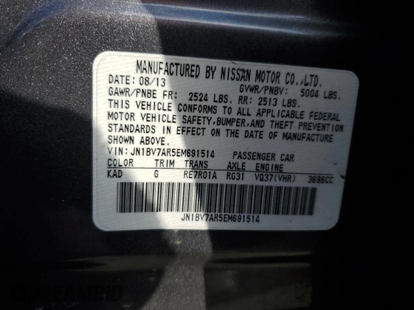 2014 Infiniti Q50 Premium with VIN JN1BV7AR5EM691514, listed as a Copart auction lot 47985465 with 119,821 mi miles and Salvage Title. Bid and sale history available at DreamBid. Image 13.