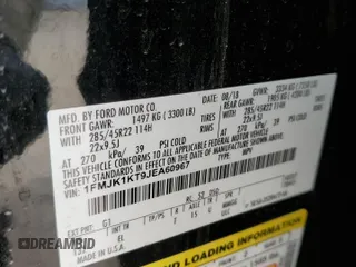 2018 Ford Expedition Max Limited z VIN 1FMJK1KT9JEA60967, wystawiony jako Copart lot #55322175 z przebiegiem 108 734 mil mil oraz Szkoda całkowita • Salvage title. Historia ofert i sprzedaży dostępna na DreamBid. Obrazek 13.
