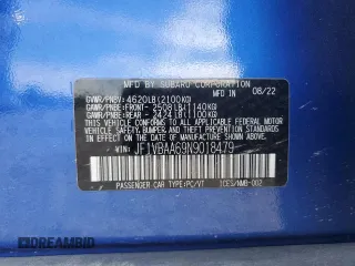 2022 Subaru WRX with VIN JF1VBAA69N9018479, listed as a Copart auction lot 45323865 with 19,959 mi miles and Salvage Title. Bid and sale history available at carsss.com. Image 12.