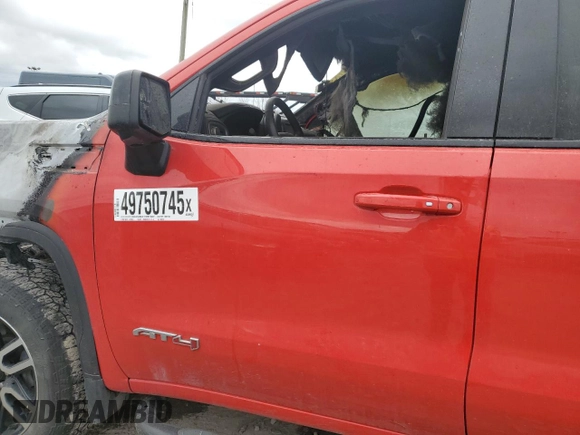 2021 GMC Sierra 1500 AT4 with VIN 1GTU9EET7MZ402509, listed as a Copart auction lot 49750745 with 0 mi miles and Salvage Title. Bid and sale history available at carsss.com. Image 7.