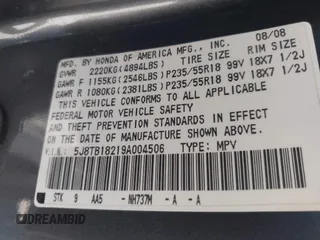 2009 Acura RDX with VIN 5J8TB18219A004506, listed as a IAAI auction lot 42062126 with 161,945 mi miles and . Bid and sale history available at carsss.com. Image 9.