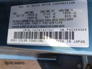 2010 Mazda 3 i Sport with VIN JM1BL1SG3A1341341, listed as a IAAI auction lot 42183279 with 134,001 mi miles and . Bid and sale history available at DreamBid. Image 9.