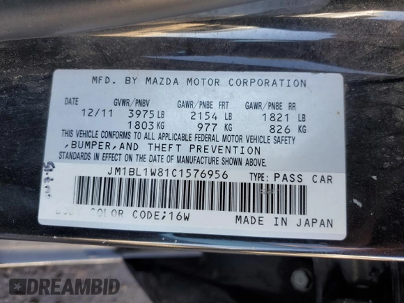 2012 Mazda 3 i Grand Touring with VIN JM1BL1W81C1576956, listed as a Copart auction lot 47105295 with Not Provided miles and Salvage Title. Bid and sale history available at carsss.com. Image 13.