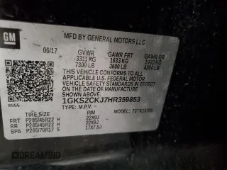 2017 GMC Yukon Denali with VIN 1GKS2CKJ7HR359853, listed as a Copart auction lot 50948535 with 183,409 mi miles and Salvage Title. Bid and sale history available at carsss.com. Image 13.
