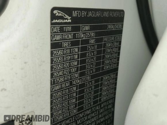 2019 Jaguar F-Pace 30t R-Sport with VIN SADCL2GX6KA396147, listed as a Copart auction lot 63683465 with 127,613 mi miles and Salvage title. Bid and sale history available at DreamBid. Image 14.