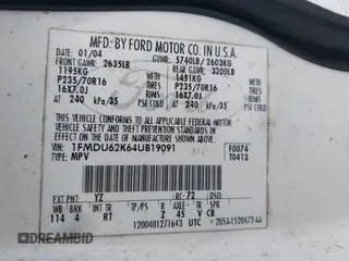 2004 Ford Explorer с VIN 1FMDU62K64UB19091, выставлен на аукционе IAAI как лот 42689071 с пробегом 180 196 миль миль и . История ставок и продаж доступна на DreamBid. Изображение 9.