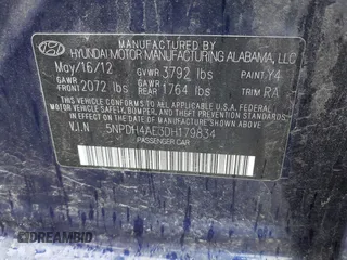 2013 Hyundai Elantra GLS with VIN 5NPDH4AE3DH179834, listed as a IAAI auction lot 42411000 with 113,198 mi miles and . Bid and sale history available at DreamBid. Image 9.