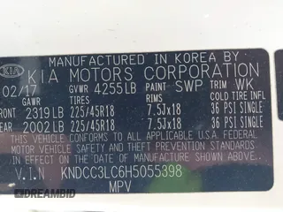 2017 Kia Niro Touring Launch Edition with VIN KNDCC3LC6H5055398, listed as a IAAI auction lot 41654328 with 172,314 mi miles. Bid and sale history available at carsss.com. Image 9.