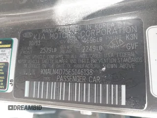 2014 Kia Cadenza Premium with VIN KNALN4D75E5146138, listed as a IAAI auction lot 39708948 with 106,767 mi miles. Bid and sale history available at carsss.com. Image 9.