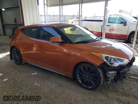 2013 Hyundai Veloster Turbo w/Black Int with VIN KMHTC6AE1DU095888, listed as a Copart auction lot 46693595 with 115,243 mi miles and Salvage Title. Bid and sale history available at carsss.com. Image 4.