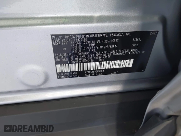 2023 Toyota RAV4 Hybrid XLE с VIN 4T3RWRFV4PU096489, выставлен на аукционе IAAI как лот 42587445 с пробегом 38 634 миль миль и . История ставок и продаж доступна на DreamBid. Изображение 9.