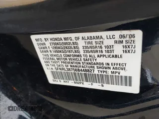 2006 Honda Odyssey EX-L with VIN 5FNRL38756B448827, listed as a IAAI auction lot 41952352 with 108,771 mi miles. Bid and sale history available at carsss.com. Image 9.