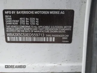 2014 BMW 3 Series GT 328i xDrive with VIN WBA3X5C5XED559713, listed as a IAAI auction lot 42078622 with 68,233 mi miles. Bid and sale history available at carsss.com. Image 9.