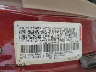 1999 Toyota Camry LE z VIN JT2BF22K8X0181675, wystawiony jako Copart lot #55057875 z przebiegiem 184 657 mil mil oraz Szkoda całkowita • Salvage title. Historia ofert i sprzedaży dostępna na DreamBid. Obrazek 12.