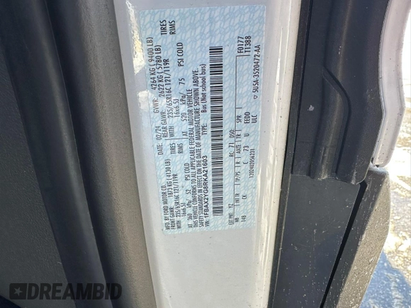 2024 Ford Transit Passenger XL с VIN 1FBAX2YG8RKA21603, выставлен на аукционе Copart как лот 44740795 с пробегом 10 961 миль миль и На запчасти • Non repairable. История ставок и продаж доступна на DreamBid. Изображение 10.