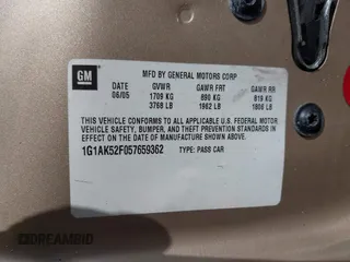 2005 Chevrolet Cobalt with VIN 1G1AK52F057659362, listed as a IAAI auction lot 42218836 with 158,108 mi miles and . Bid and sale history available at DreamBid. Image 9.