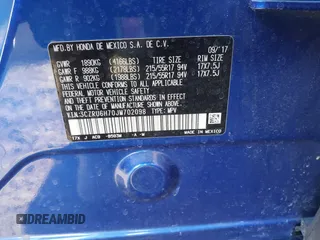 2018 Honda HR-V EX-L Navi with VIN 3CZRU6H70JM702098, listed as a IAAI auction lot 41397486 with 102,020 mi miles. Bid and sale history available at carsss.com. Image 9.