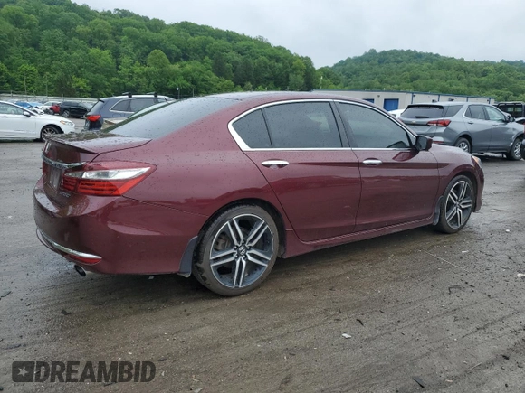 2016 Honda Accord Sport with VIN 1HGCR2F55GA021501, listed as a Copart auction lot 57468795 with 82,613 mi miles and Salvage title. Bid and sale history available at DreamBid. Image 3.