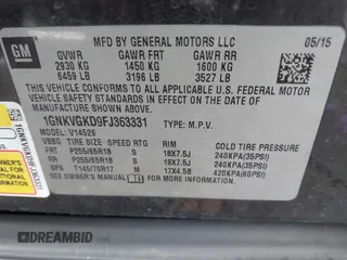 2015 Chevrolet Traverse LT with VIN 1GNKVGKD9FJ363331, listed as a IAAI auction lot 42199668 with 178,516 mi miles and . Bid and sale history available at DreamBid. Image 9.