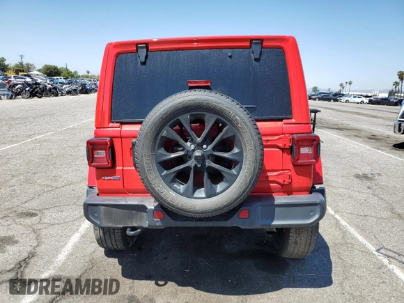 2021 Jeep Wrangler Unlimited Sahara with VIN 1C4JJXP64MW766076, listed as a Copart auction lot 54457195 with 92,421 mi miles and Salvage title. Bid and sale history available at DreamBid. Image 6.