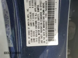 2014 Honda Accord LX z VIN 1HGCR2F32EA048957, wystawiony jako Copart lot #58133595 z przebiegiem 48 480 mil mil oraz Szkoda całkowita • Salvage title. Historia ofert i sprzedaży dostępna na DreamBid. Obrazek 12.