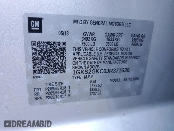2018 GMC Yukon XL SLT with VIN 1GKS2GKC6JR371636, listed as a Copart auction lot 88003245 with 84,022 mi miles and Salvage Title. Bid and sale history available at carsss.com. Image 13.