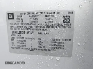 2015 Chevrolet Equinox LT with VIN 2GNALBEK1F1157669, listed as a IAAI auction lot 41943461 with 185,863 mi miles. Bid and sale history available at carsss.com. Image 9.