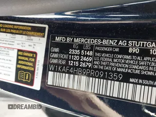 2023 Mercedes-Benz C 300 with VIN W1KAF4HB9PR091359, listed as a IAAI auction lot 41635990 with 20,507 mi miles and . Bid and sale history available at DreamBid. Image 9.