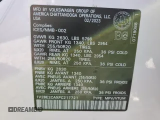 2023 Volkswagen Atlas SEL с VIN 1V2BE2CAXPC217721, выставлен на аукционе Copart как лот 66133814 с пробегом 11 460 миль миль и Списание • Salvage title. История ставок и продаж доступна на DreamBid. Изображение 13.