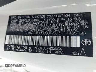 2012 Scion iQ with VIN JTNJJXB08CJ019333, listed as a IAAI auction lot 42348785 with 138,501 mi miles and . Bid and sale history available at DreamBid. Image 9.
