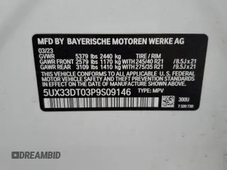 2023 BMW X4 xDrive30i z VIN 5UX33DT03P9S09146, wystawiony jako Copart lot #45924425 z przebiegiem 28 502 mil mil oraz Szkoda całkowita • Salvage title. Historia ofert i sprzedaży dostępna na DreamBid. Obrazek 13.