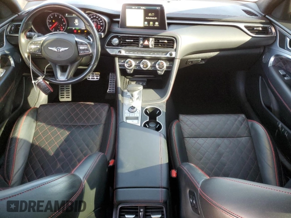2019 Genesis G70 Advanced with VIN KMTG34LE5KU021265, listed as a Copart auction lot 48575855 with 52,650 mi miles and Salvage Title. Bid and sale history available at carsss.com. Image 8.
