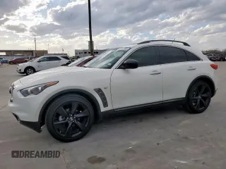 2017 Infiniti QX70 z VIN JN8CS1MU2HM143356, wystawiony jako Copart lot #48197395 z przebiegiem 128 576 mil mil oraz Szkoda całkowita • Salvage title. Historia ofert i sprzedaży dostępna na DreamBid. Obrazek 1.