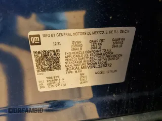 2022 GMC Terrain SLE with VIN 3GKALMEV1NL125272, listed as a Copart auction lot 55992085 with 70,096 mi miles and Salvage title. Bid and sale history available at DreamBid. Image 13.