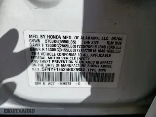 2006 Honda Pilot EX-L with RES with VIN 5FNYF18626B026884, listed as a Copart auction lot 43090495 with 159,375 mi miles and Clean Title. Bid and sale history available at carsss.com. Image 13.