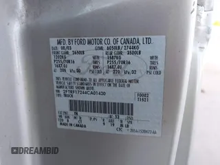 2004 Ford F-150 XL с VIN 2FTRF17244CA01430, выставлен на аукционе IAAI как лот 37764977 с пробегом Не указан миль и . История ставок и продаж доступна на DreamBid. Изображение 9.