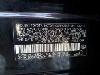 2015 Lexus GS 350 with VIN JTHCE1BL9FA006957, listed as a Copart auction lot 64138395 with 122,093 mi miles and Salvage title. Bid and sale history available at DreamBid. Image 14.
