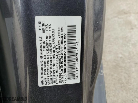 2016 Honda Odyssey SE with VIN 5FNRL5H34GB045108, listed as a Copart auction lot 50319575 with 69,948 mi miles and Salvage Title. Bid and sale history available at carsss.com. Image 14.