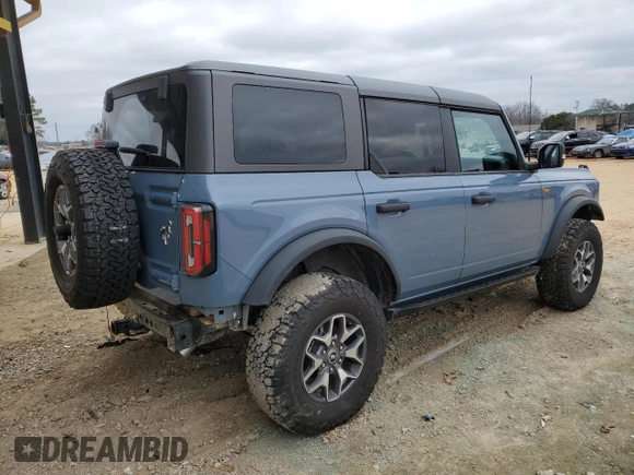 2023 Ford Bronco with VIN 1FMEE5DH6PLC15360, listed as a Copart auction lot 87738305 with 3,389 mi miles and Salvage Title. Bid and sale history available at DreamBid. Image 3.